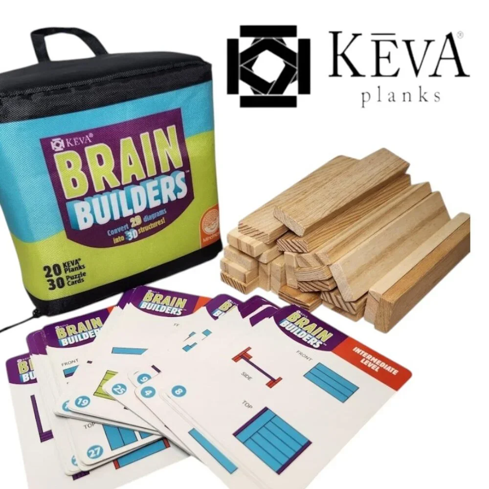 KEVA Brain Builders Puzzle Brain Teasers Challenges Logic Games Building Blocks